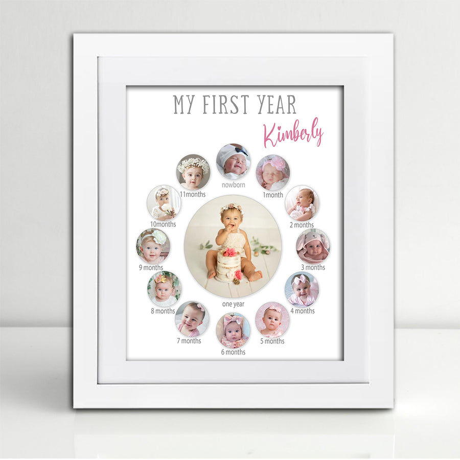 First Year 12 Month Year Photo Collage Wall Art Baby Gift
