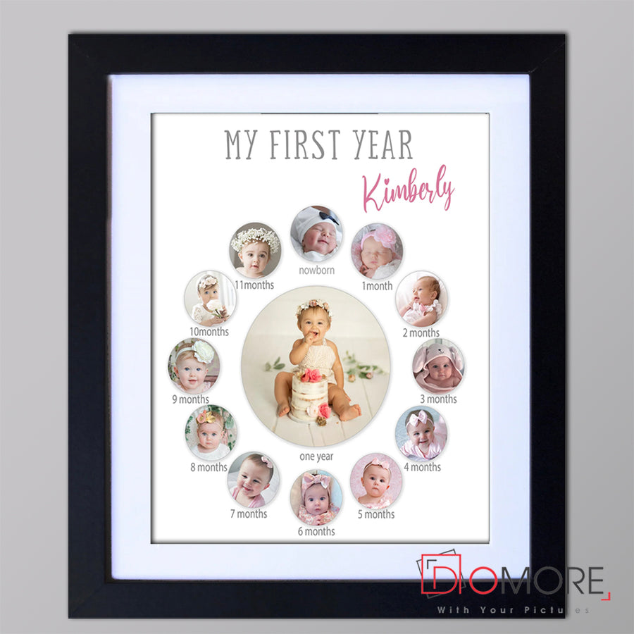 First Year 12 Month Year Photo Collage Wall Art Baby Gift