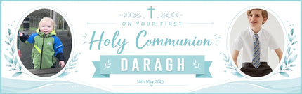 Simply White First Holy Communion Personalised Photo Banner