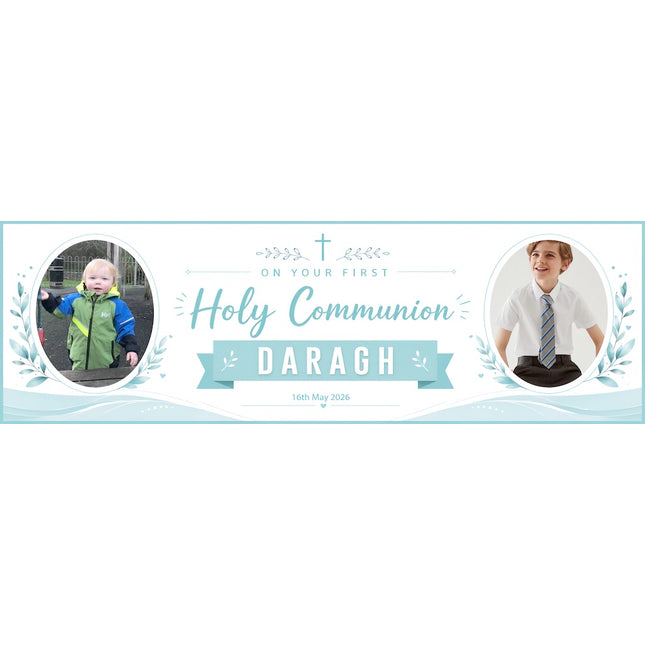 Simply White First Holy Communion Personalised Photo Banner