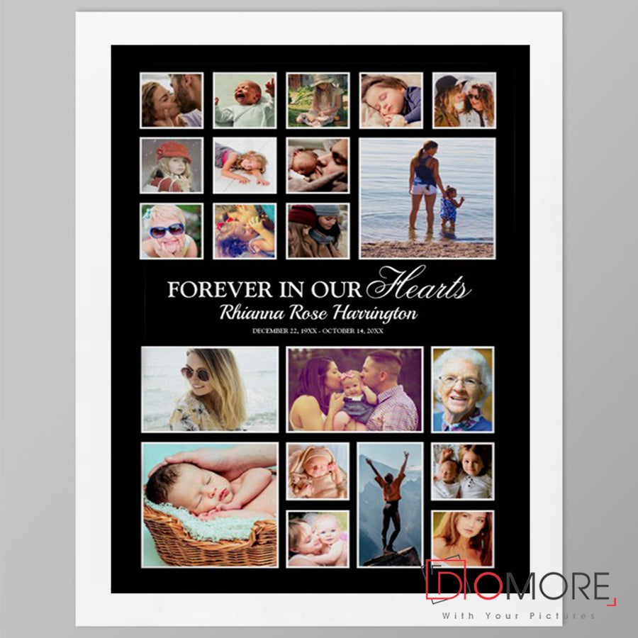 Forever In Our Hearts Memorial Photo Collage Remembrance Gift