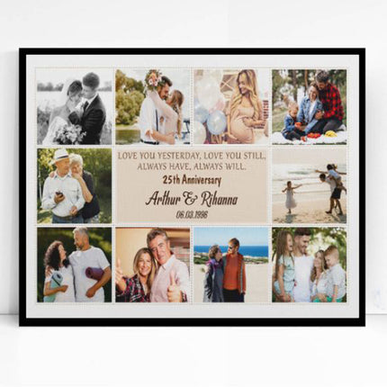 25th Silver Wedding Anniversary Photo Collage Framed