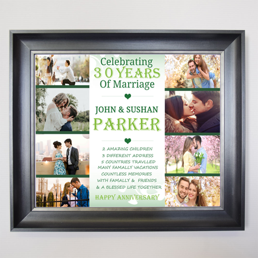 30th Pearl Wedding Anniversary Framed Photo Collage