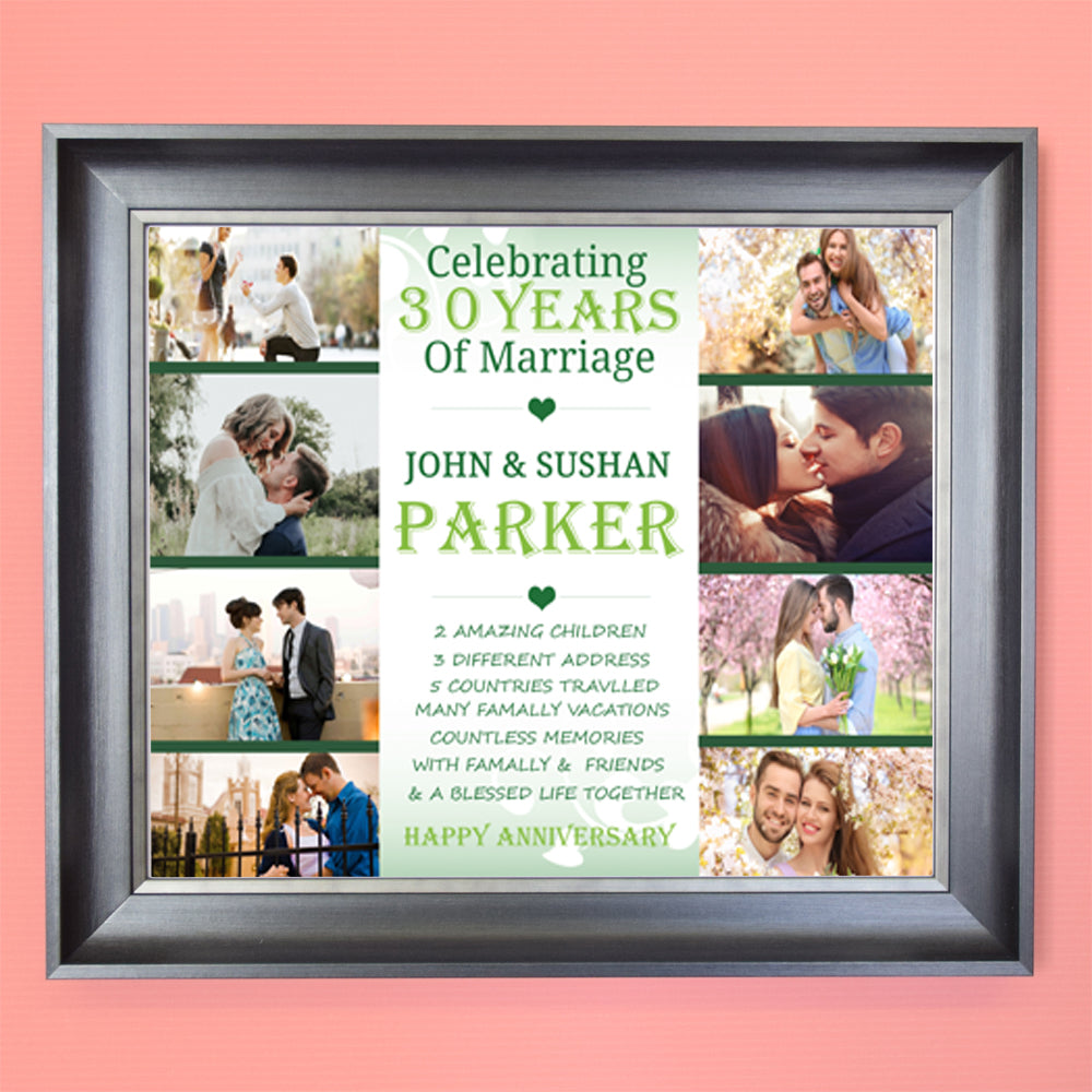 30th Pearl Wedding Anniversary Framed Photo Collage