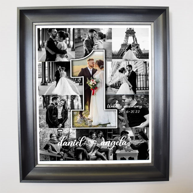 1st Wedding Anniversary Numbered Framed Photo Collage