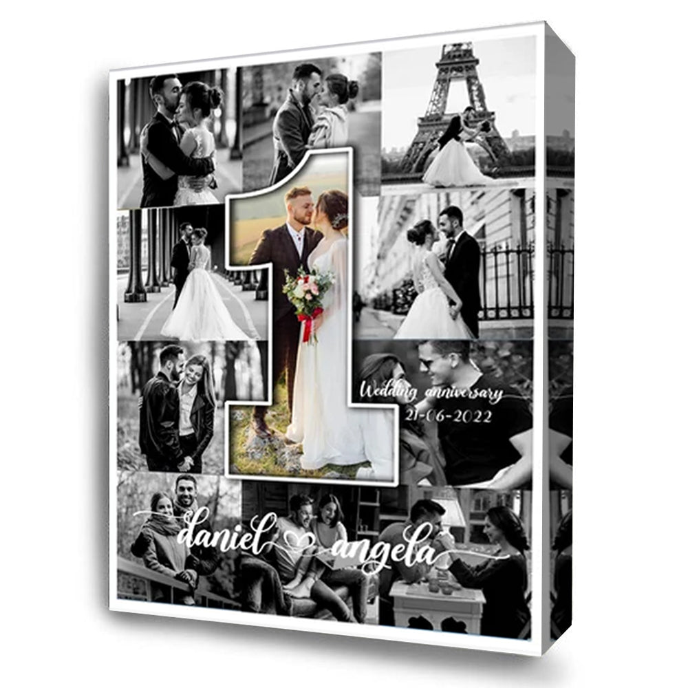 1st Wedding Anniversary Numbered Framed Photo Collage