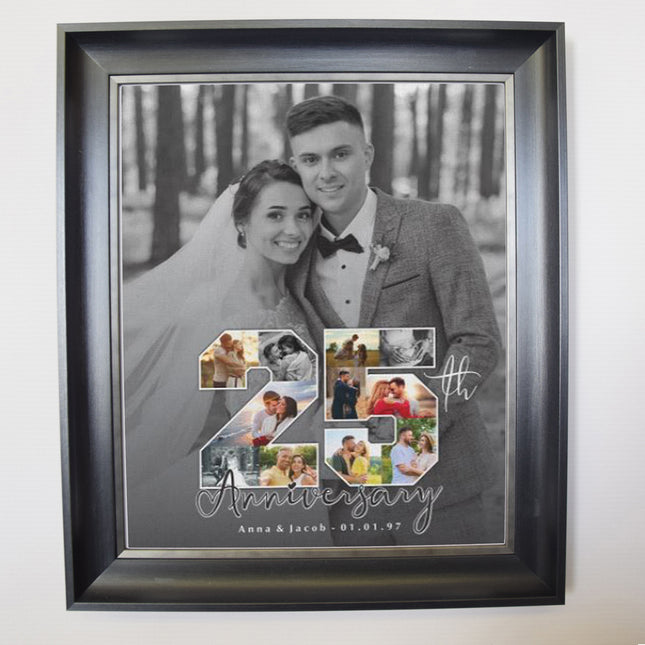 25th Silver Wedding Anniversary Numbered Framed Photo Collage