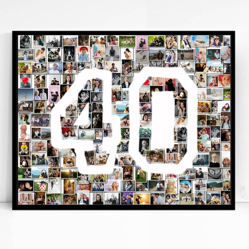 40th Ruby Wedding Anniversary Numbered Framed Photo Collage