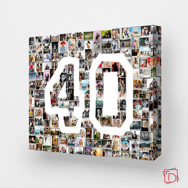 40th Ruby Wedding Anniversary Numbered Framed Photo Collage