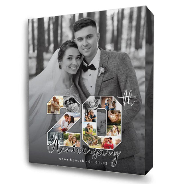 20th Wedding Anniversary Numbered Framed Photo Collage