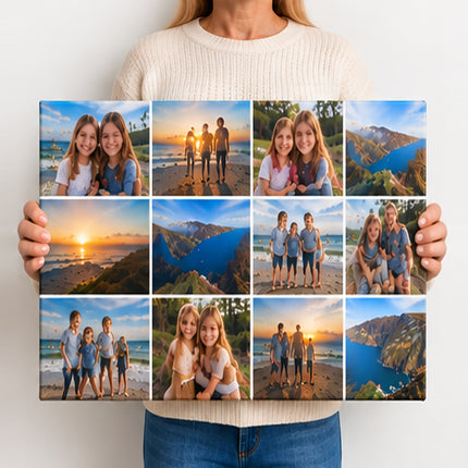 Personalised Landscape Photo Grid Canvas Print | Multi-Photo Wall Art