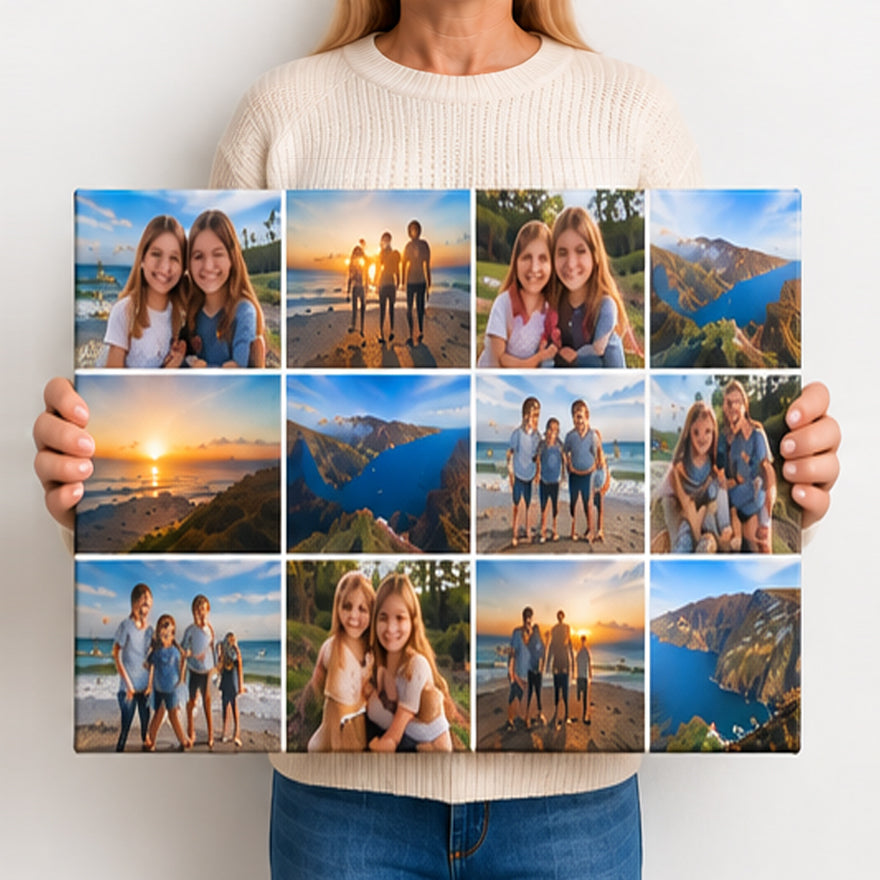 Personalised Landscape Photo Grid Canvas Print | Multi-Photo Wall Art