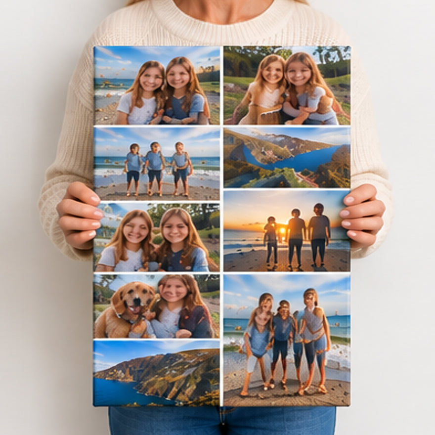 Personalised Portrait Photo Grid Canvas Print | Multi-Photo Wall Art