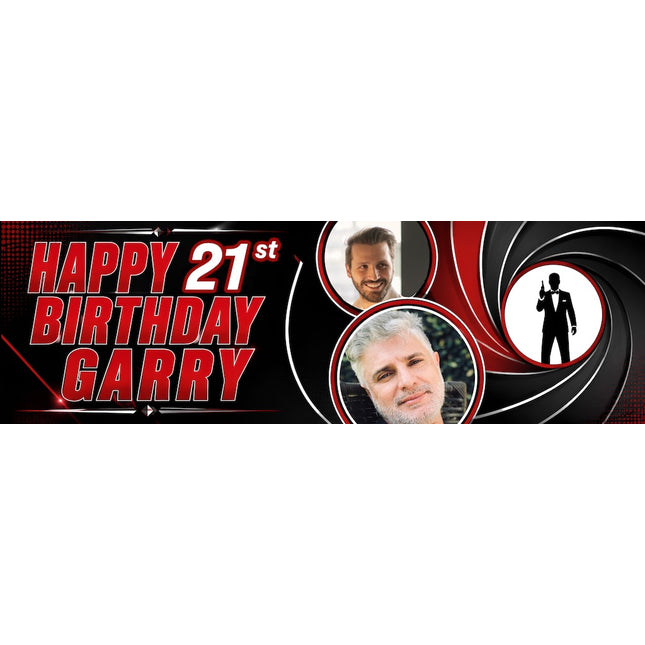 James Bond Personalised 21st Birthday Photo Banner