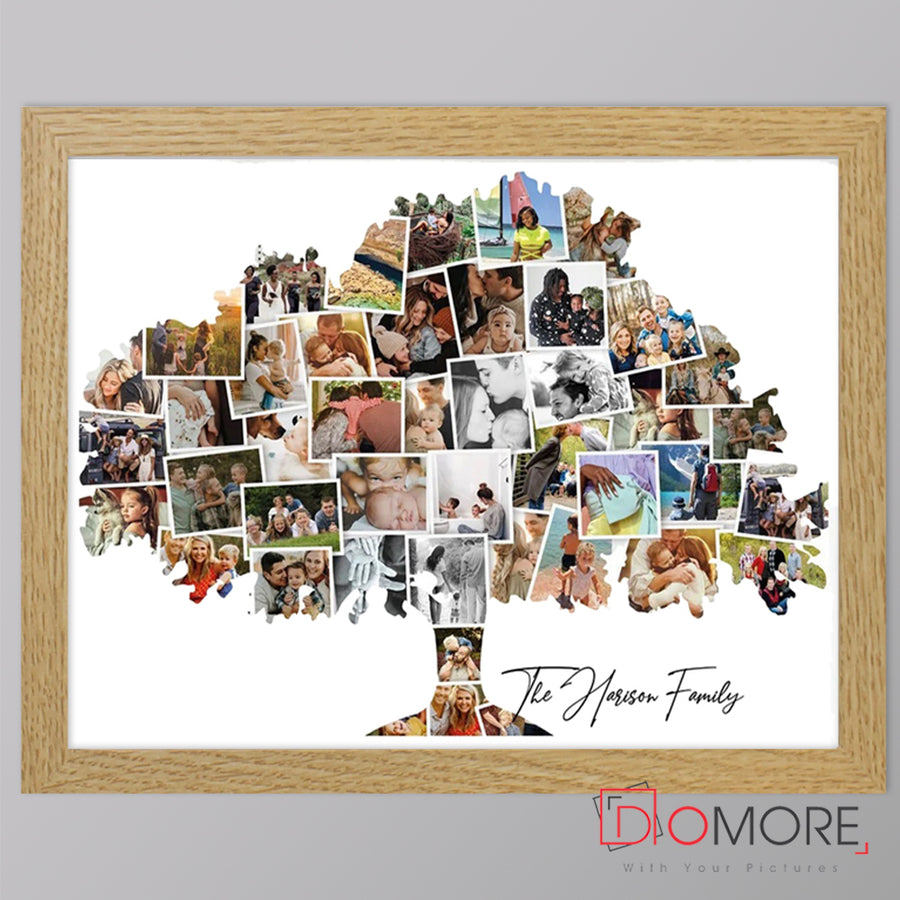 Jigsaw Merged Family Tree Photo Collage Framed