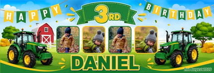 John Deere tractor Personalised Photo Banner
