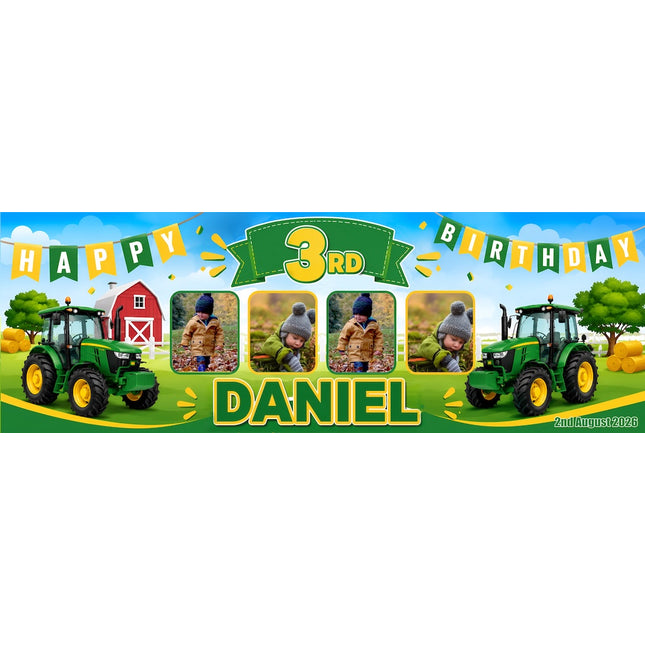 John Deere tractor Personalised Photo Banner