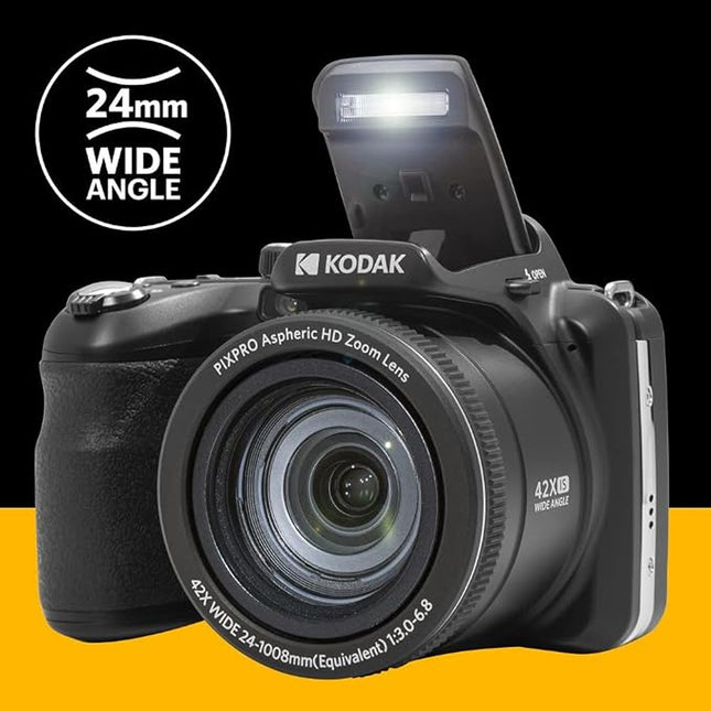 Kodak PIXPRO AZ425 Digital Camera Bundle – 20MP, 42x Optical Zoom, Case, Extra Battery & SD Card