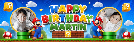 Super Mario Bros Birthday Personalised Photo Banner
