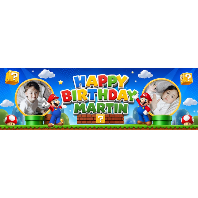 Super Mario Bros Birthday Personalised Photo Banner