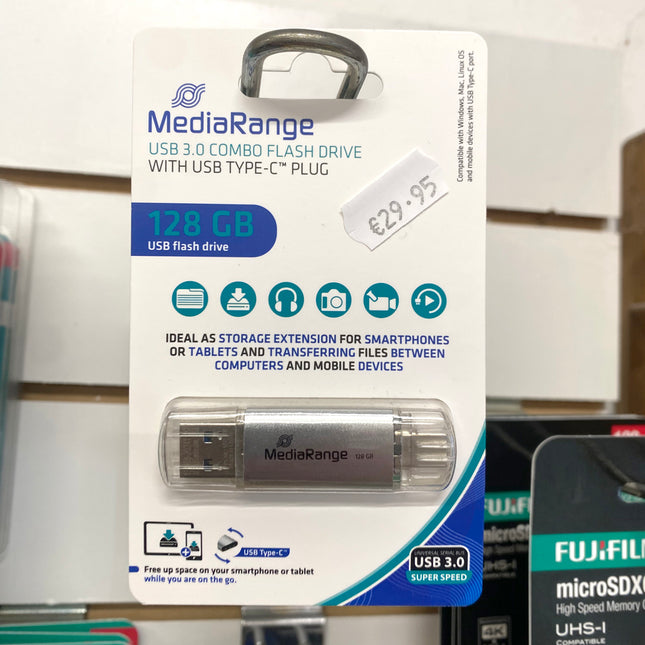 MediaRange 128GB USB-C & USB-A Flash Drive Transfer Photos From Phone