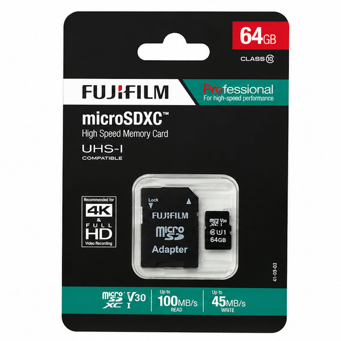 Fujifilm 64GB microSDXC Memory Card Class 10 UHS-I U3 V30 4K