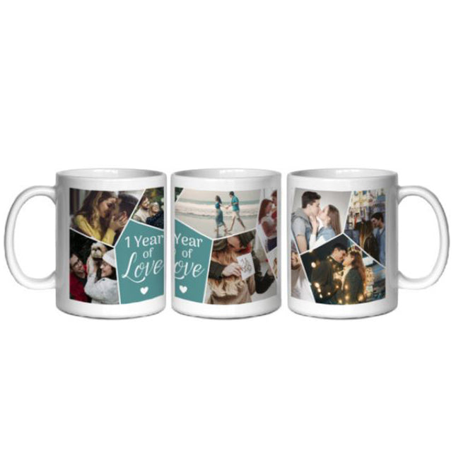 First Anniversary Year In The Making Photocollage Mug
