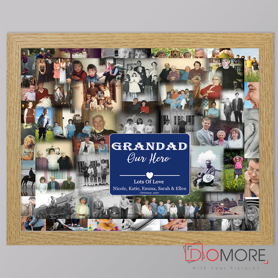 Our Hero Our Grandad Personalised Framed Photo Collage
