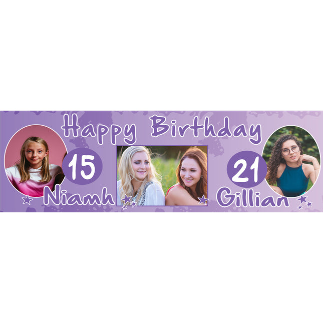 Cheers to Another Year For Two Joint Birthday Personalised Photo Banner