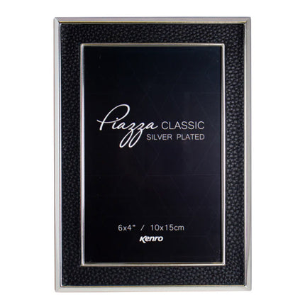 Kenro Piazza Silver Photo Frame With Black Inlay 7X5 Inch  – With Free Photo Print