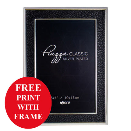 Kenro Piazza Silver Photo Frame With Black Inlay 7X5 Inch