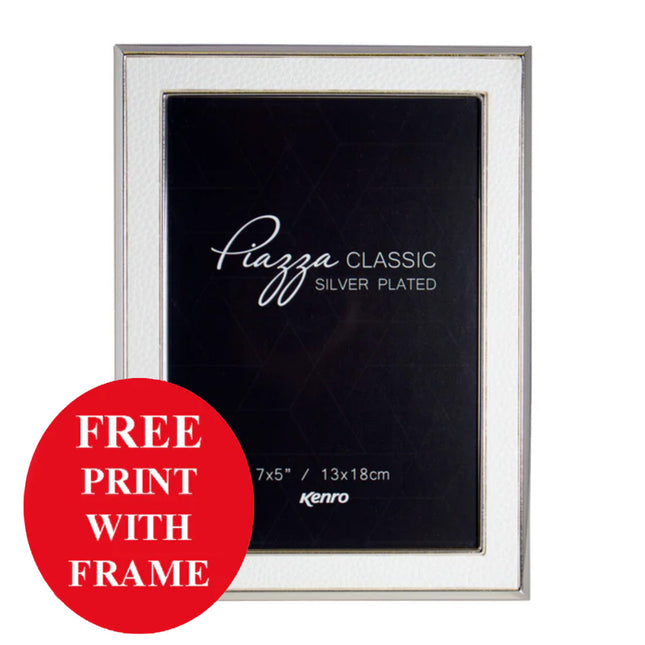 Kenro Piazza Silver Photo Frame With White Inlay 7X5 Inch