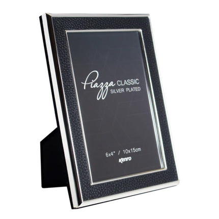 Kenro Piazza Silver Photo Frame With Black Inlay 7X5 Inch  – With Free Photo Print