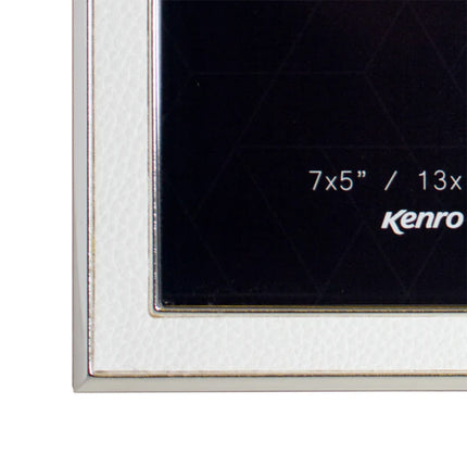 Kenro Piazza Silver Photo Frame With White Inlay 7X5 Inch  – With Free Photo Print