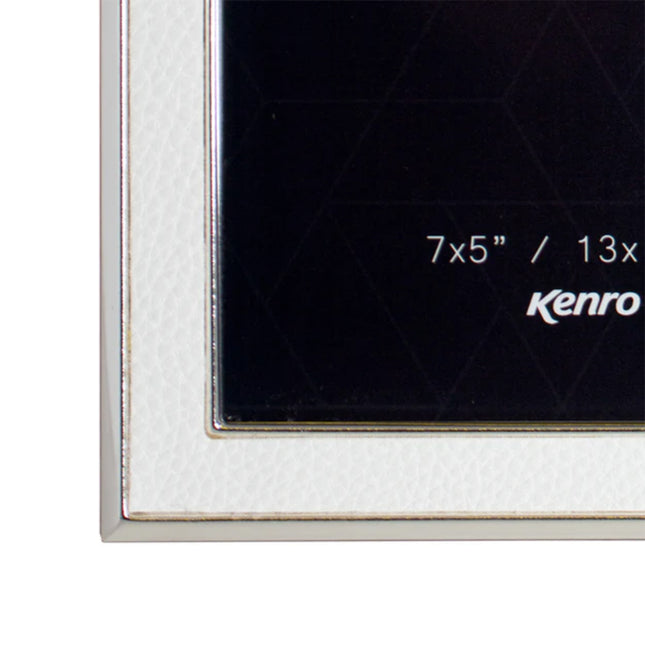 Kenro Piazza Silver Photo Frame With White Inlay 7X5 Inch  – With Free Photo Print