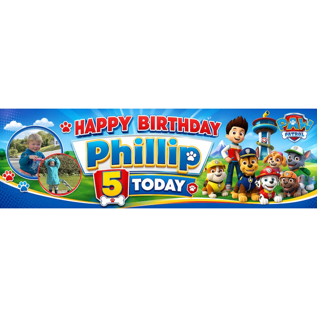 Paw Patrol Birthday Party Personalised Photo Banner