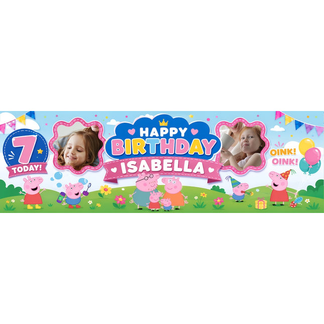 Oink Oink Its A Peppa Party Personalised Photo Banner
