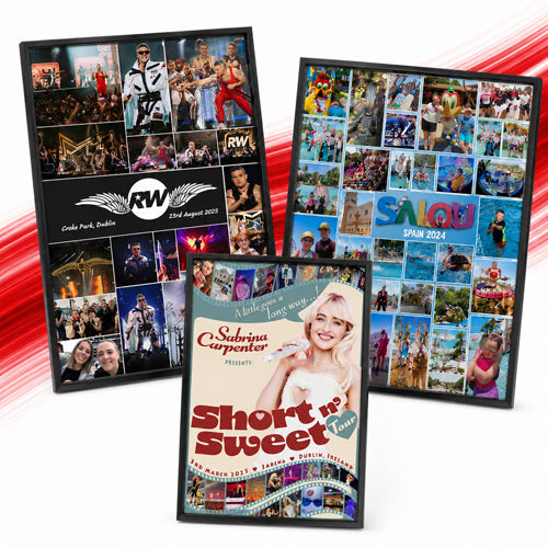 Custom framed photo collage professionally designed and printed in Ireland.