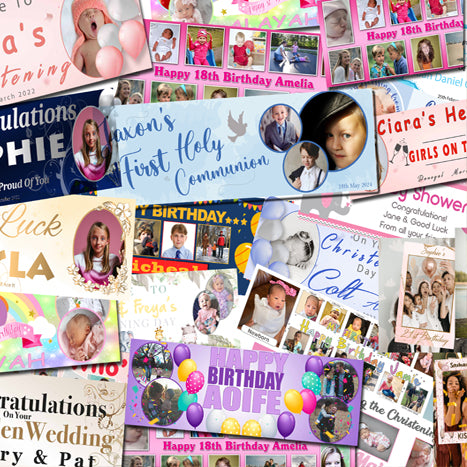 Personalised photo banners, welcome boards and selfie frames from Domore.ie