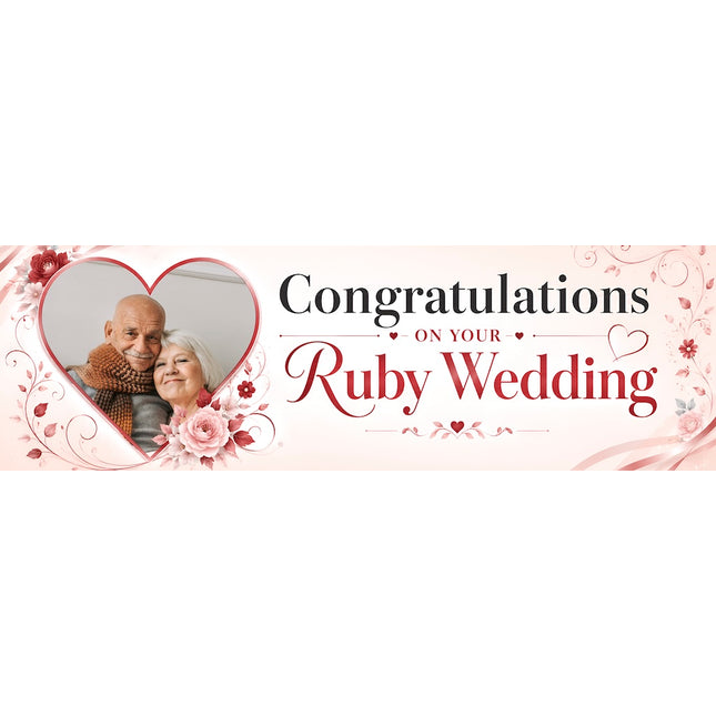 Ruby Wedding Anniversary Party Personalised Banner