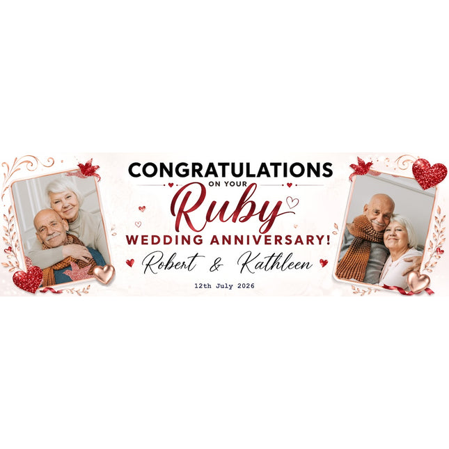 40th Ruby Anniversary Personalised Banner