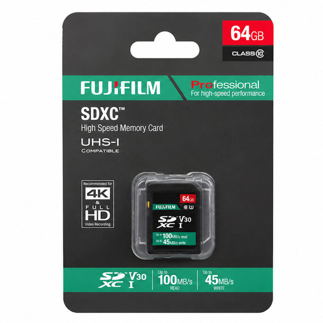 Fujifilm 64GB SDXC Memory Card Class 10 UHS-I U3 V30 4K