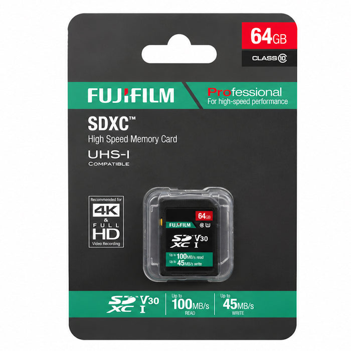 Fujifilm 64GB SDXC Memory Card Class 10 UHS-I U3 V30 4K