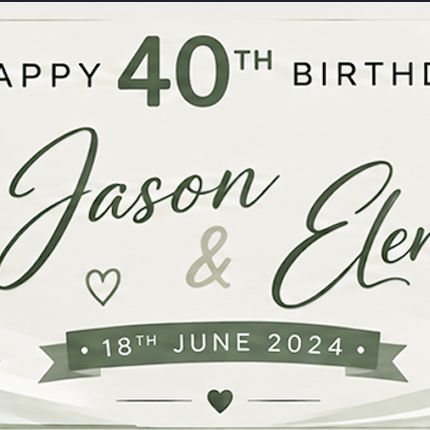 Champagne, Bubbles In 40th Birthday Rose Gold Personalised Photo Banner