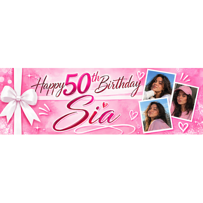 All Wrapped Up 50th Personalised Photo Banner