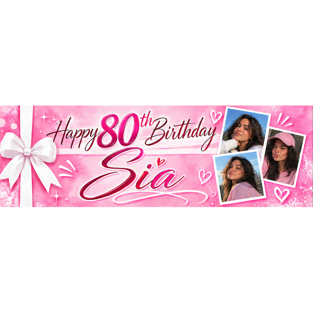 All Wrapped Up 80th Birthday Personalised Photo Banner