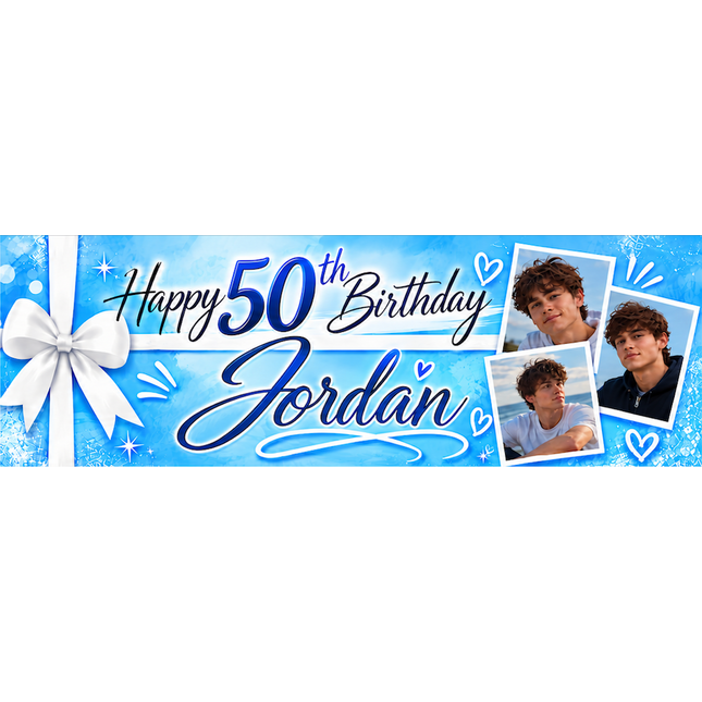 All Wrapped Up 50th Personalised Photo Banner