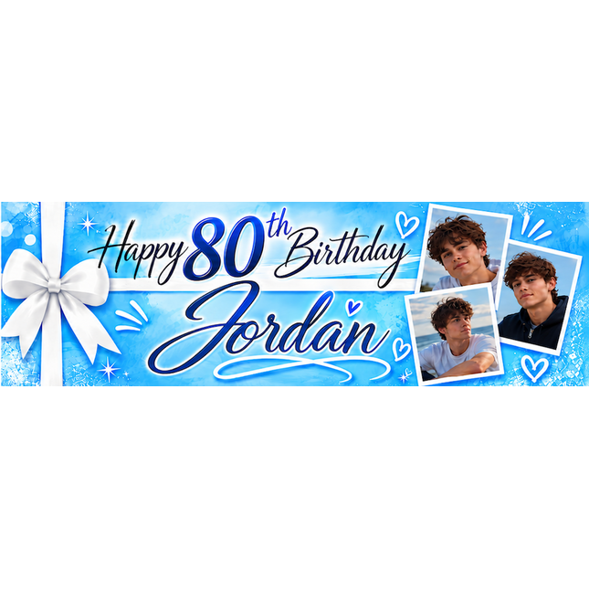 All Wrapped Up 80th Birthday Personalised Photo Banner