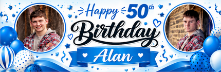 Swirl 50th Birthday Personalised Photo Banner