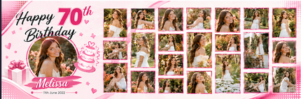 Its My 70th Birthday Party Mega 24 Photo Personalised Banner